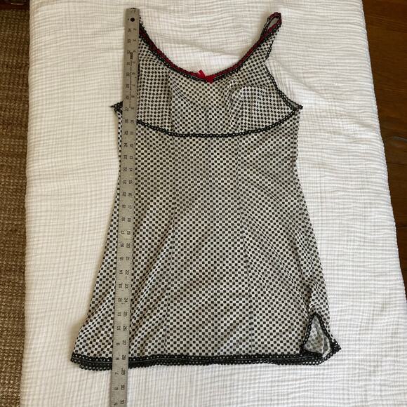 Black /White Check, Red Ribbon 60s/70s Slip Top ADORABLE! - Picture 7 of 8